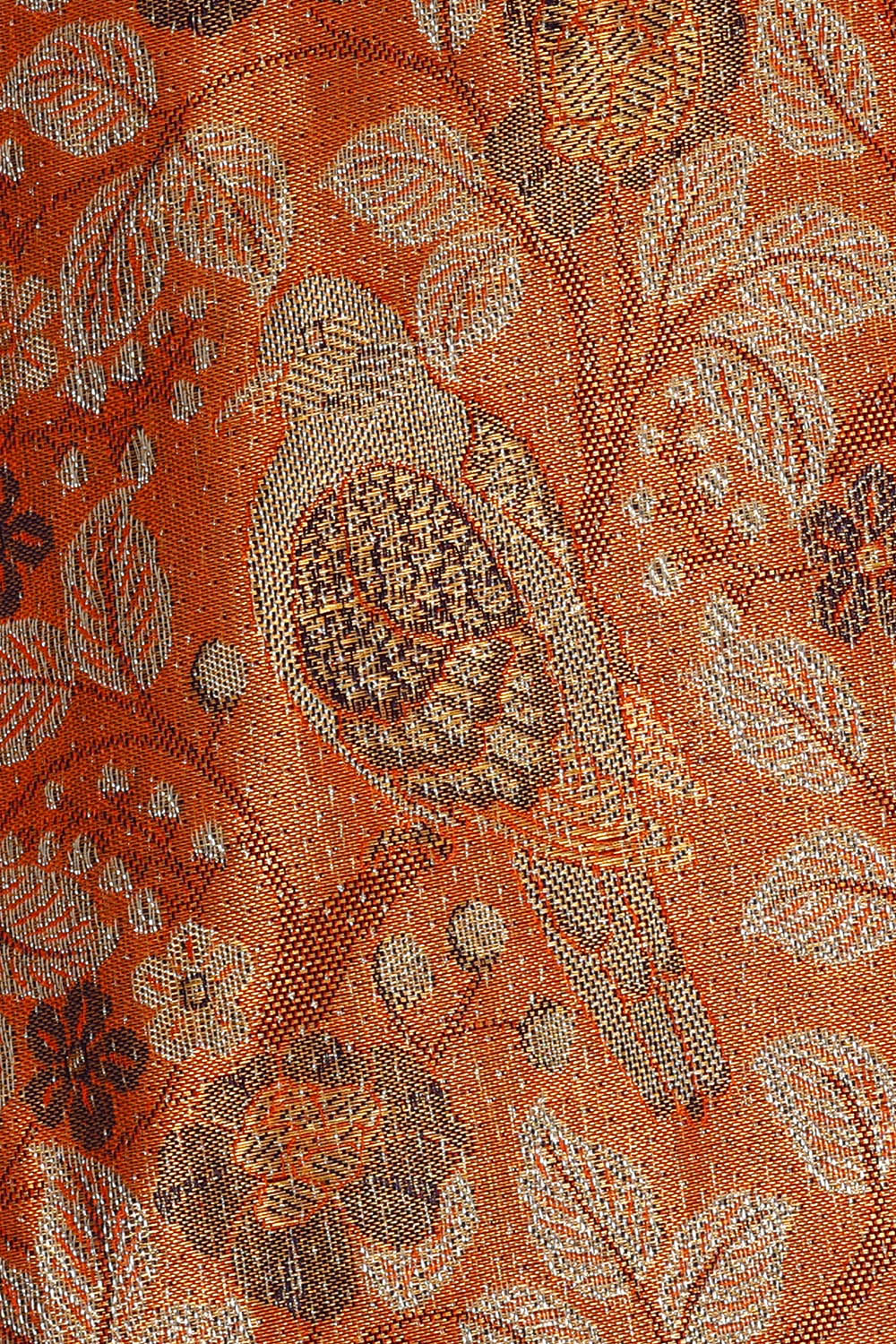 Image of Orange Kanchipattu Tissue Brocade Saree