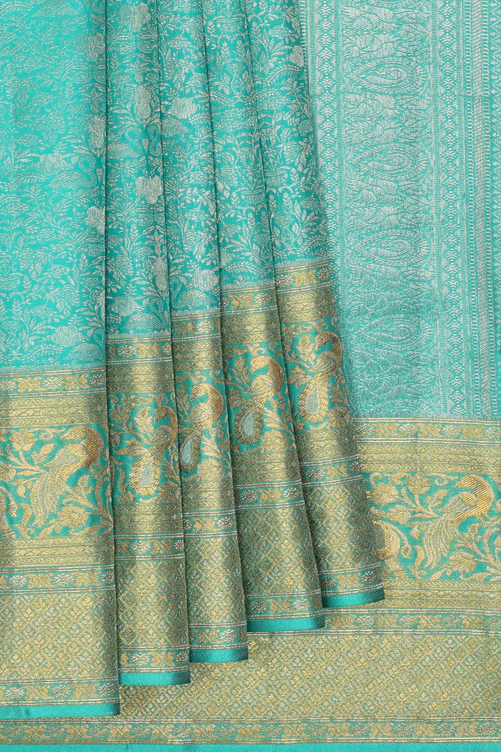 Image of Kanchipattu Sky-Blue Brocade Saree