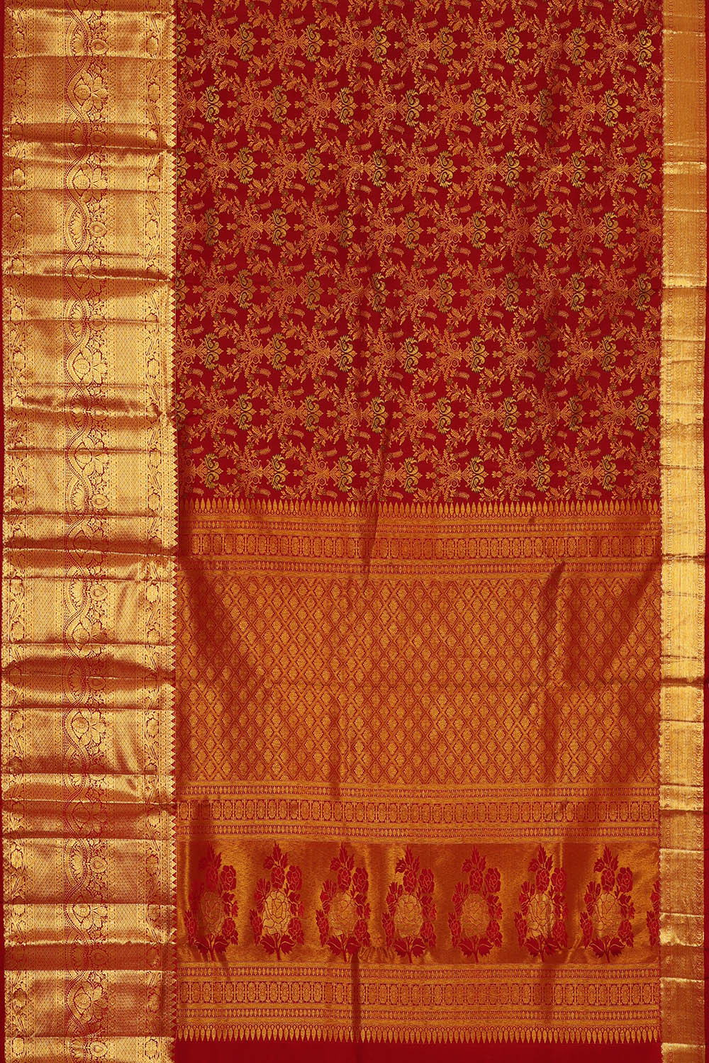 Image of Kanchipattu Maroon Brocade Saree