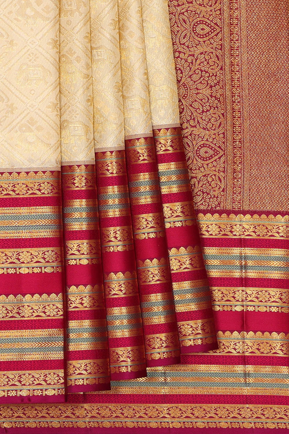 Image of Kanchipattu Ivory off-White Saree