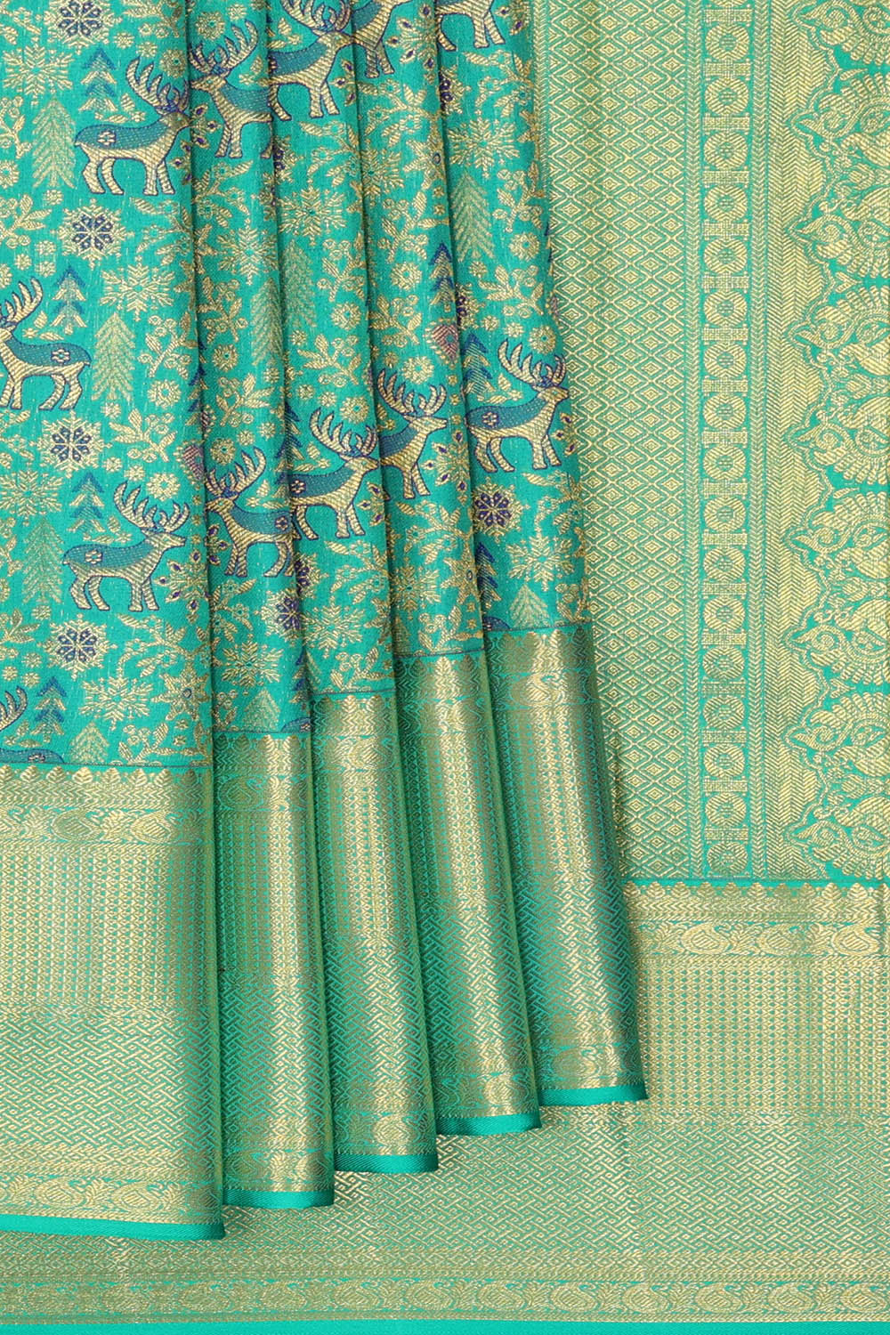 Image of Kanchipattu Sky-Blue Brocade Saree