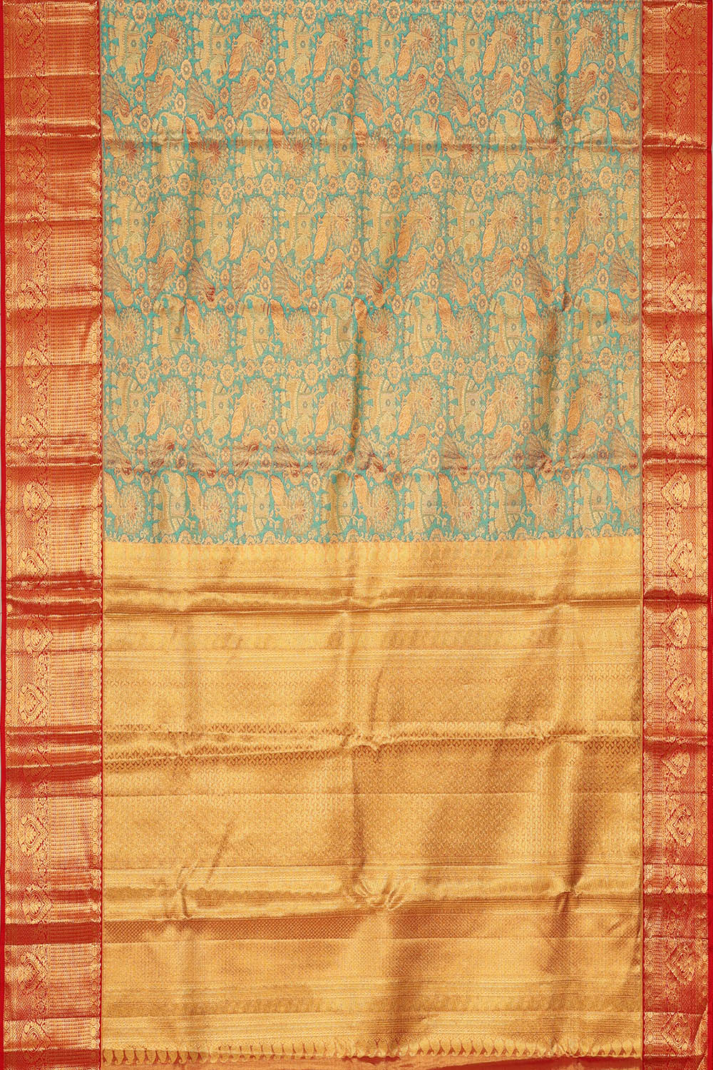Image of Sea-Blue Kanchipattu Brocade Saree