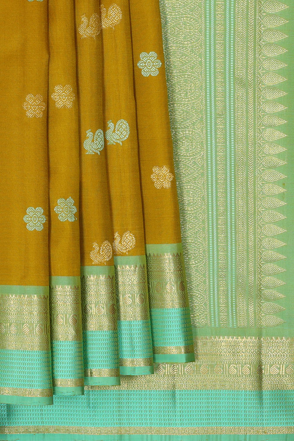 Image of Moss-Green Kanchipattu Saree