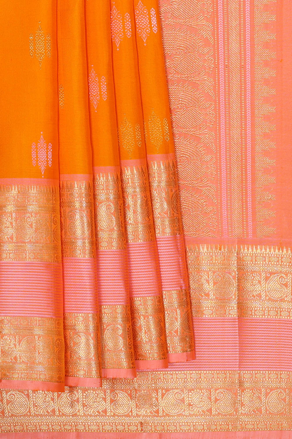 Image of Kanchipattu Orange Saree