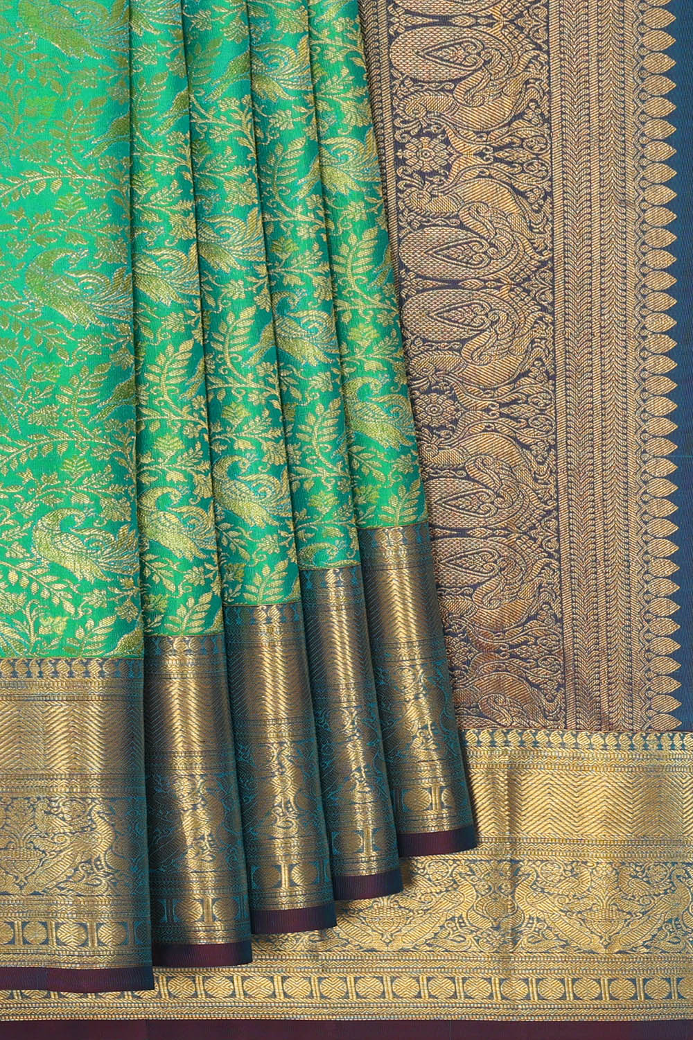 Image of Teal-Green Kanchipattu Brocade Saree