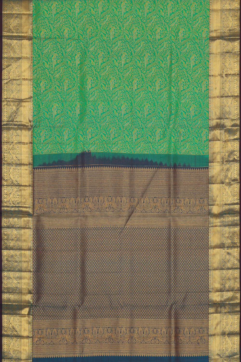 Image of Teal-Green Kanchipattu Brocade Saree