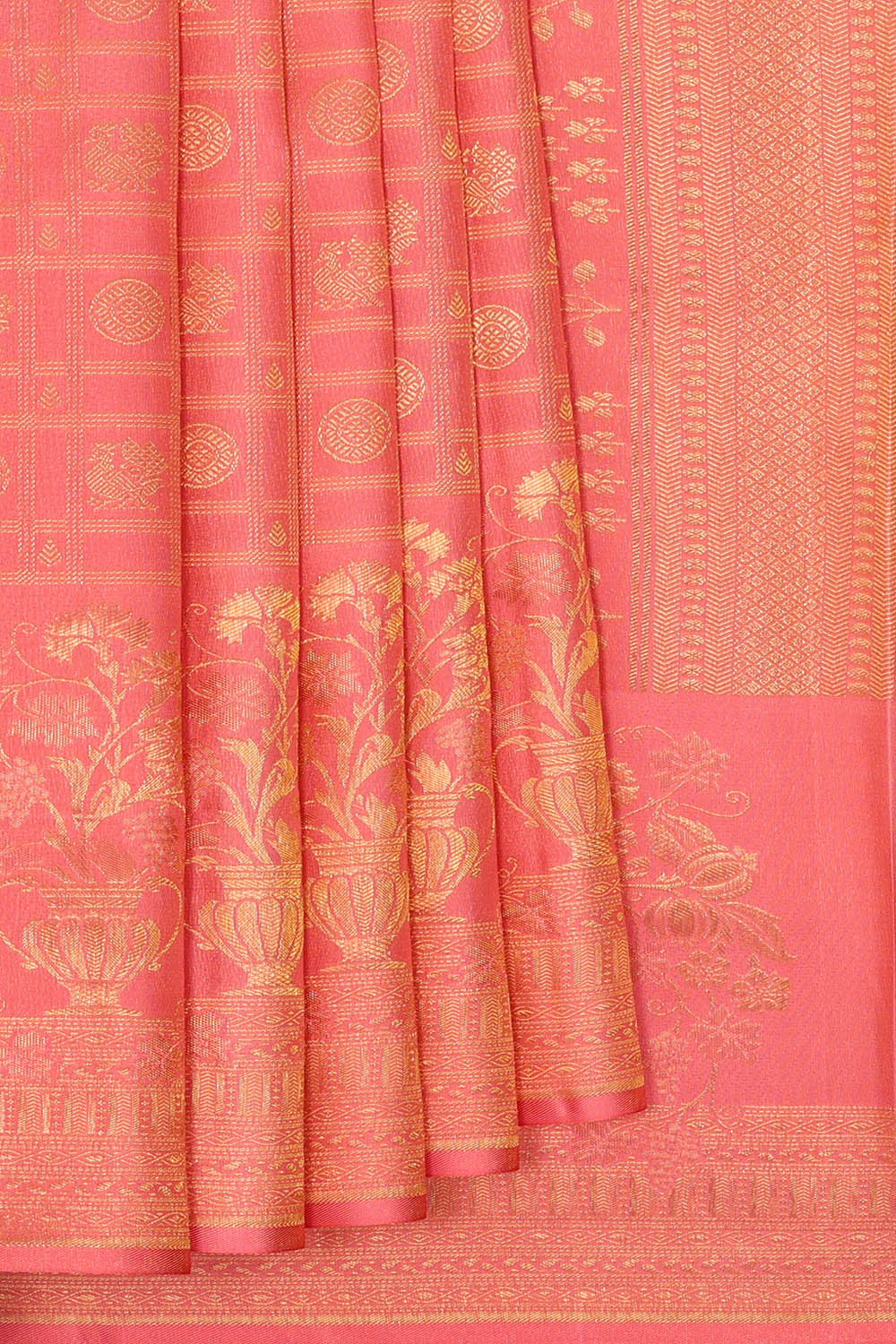 Image of Kanchipattu Pink Kattam Saree