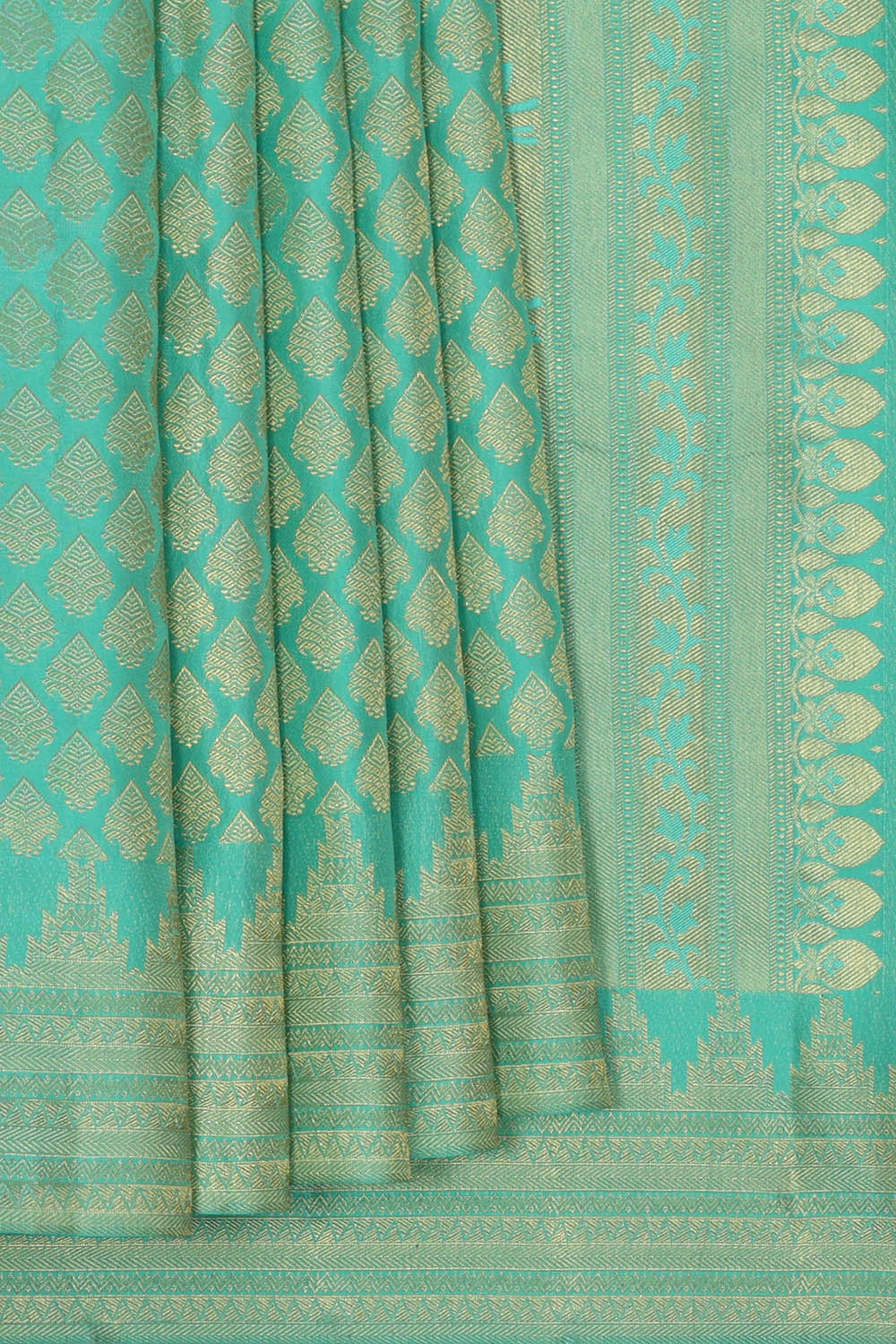 Image of Kanchipattu Sea-Blue Saree