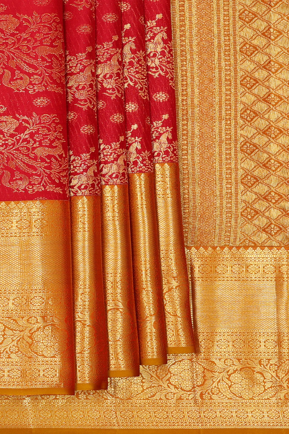 Image of Kanchipattu Red Brocade Saree