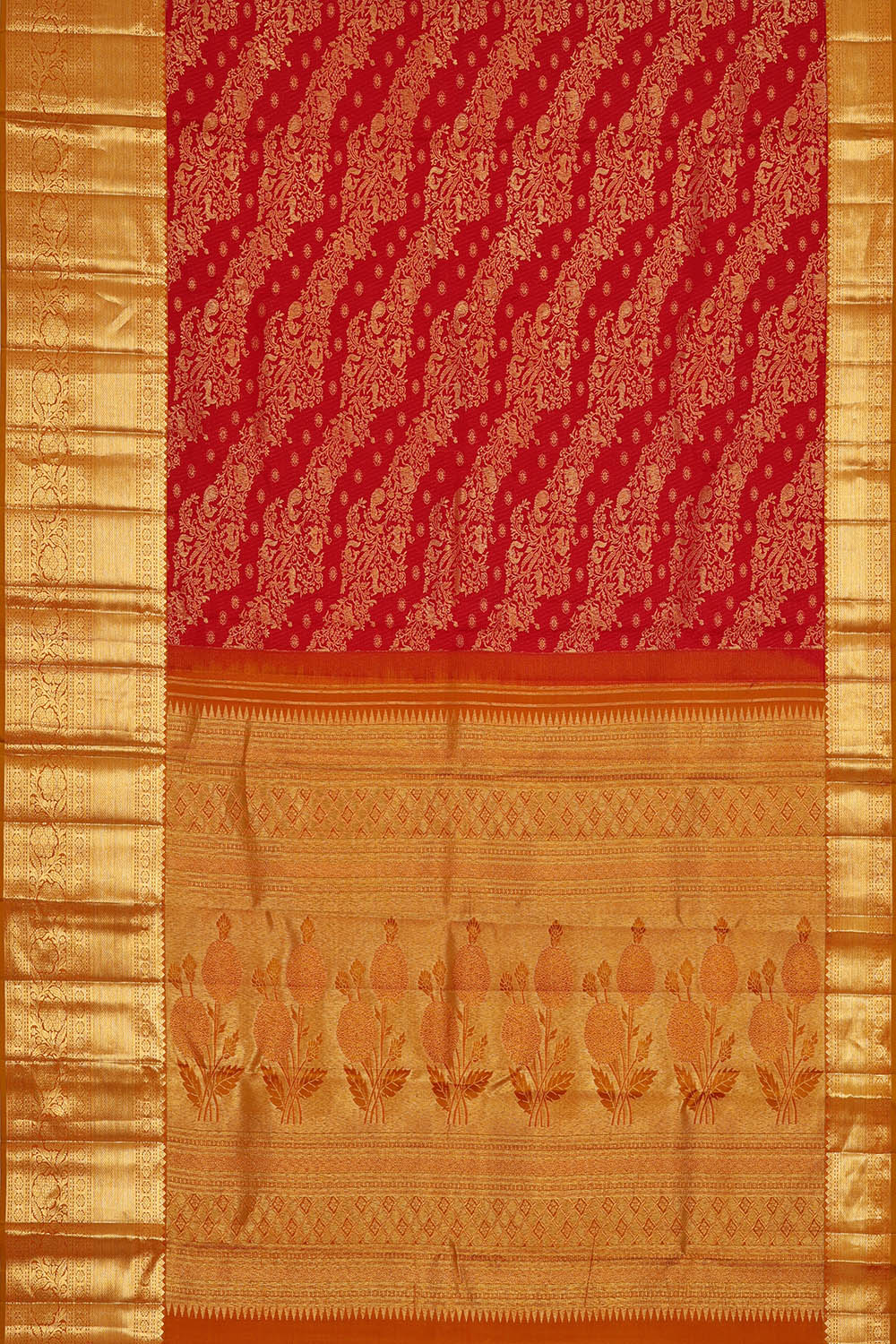 Image of Kanchipattu Red Brocade Saree