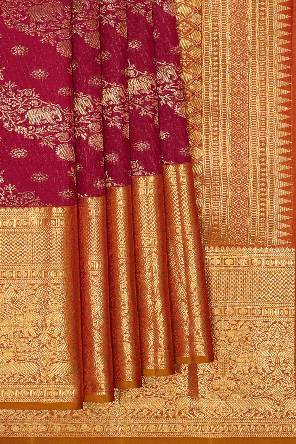 Image of Kanchipattu Plum-Purple Brocade Saree