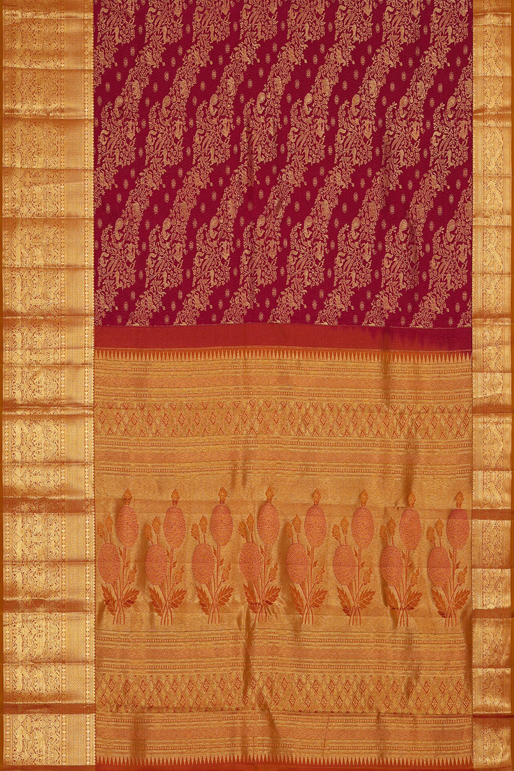 Image of Kanchipattu Plum-Purple Brocade Saree