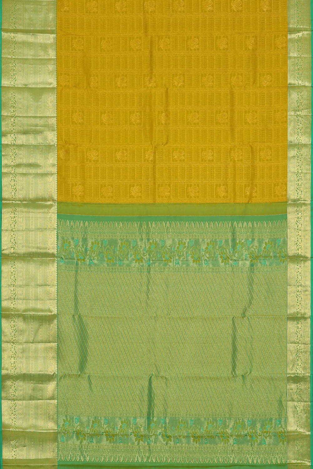 Image of Spring-Yellow Kanchipattu Kattam Saree