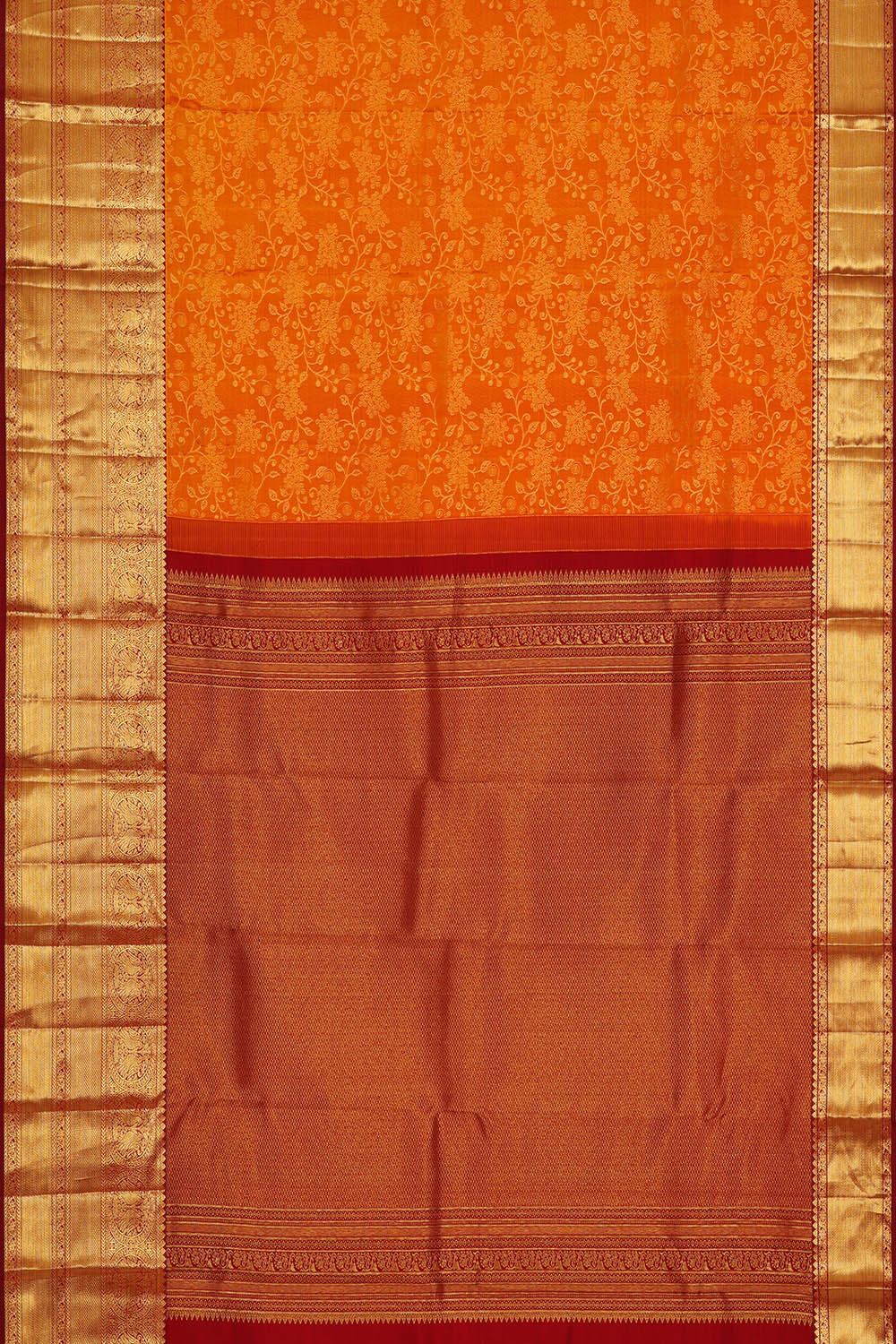 Image of Kanchipattu Orange Brocade Saree