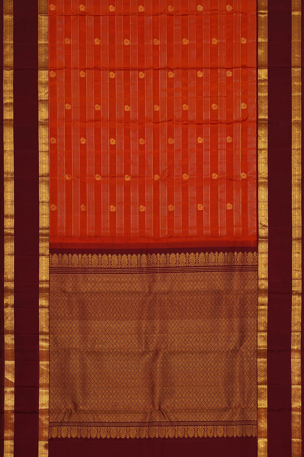 Image of Kanchipattu Rust-Orange Saree