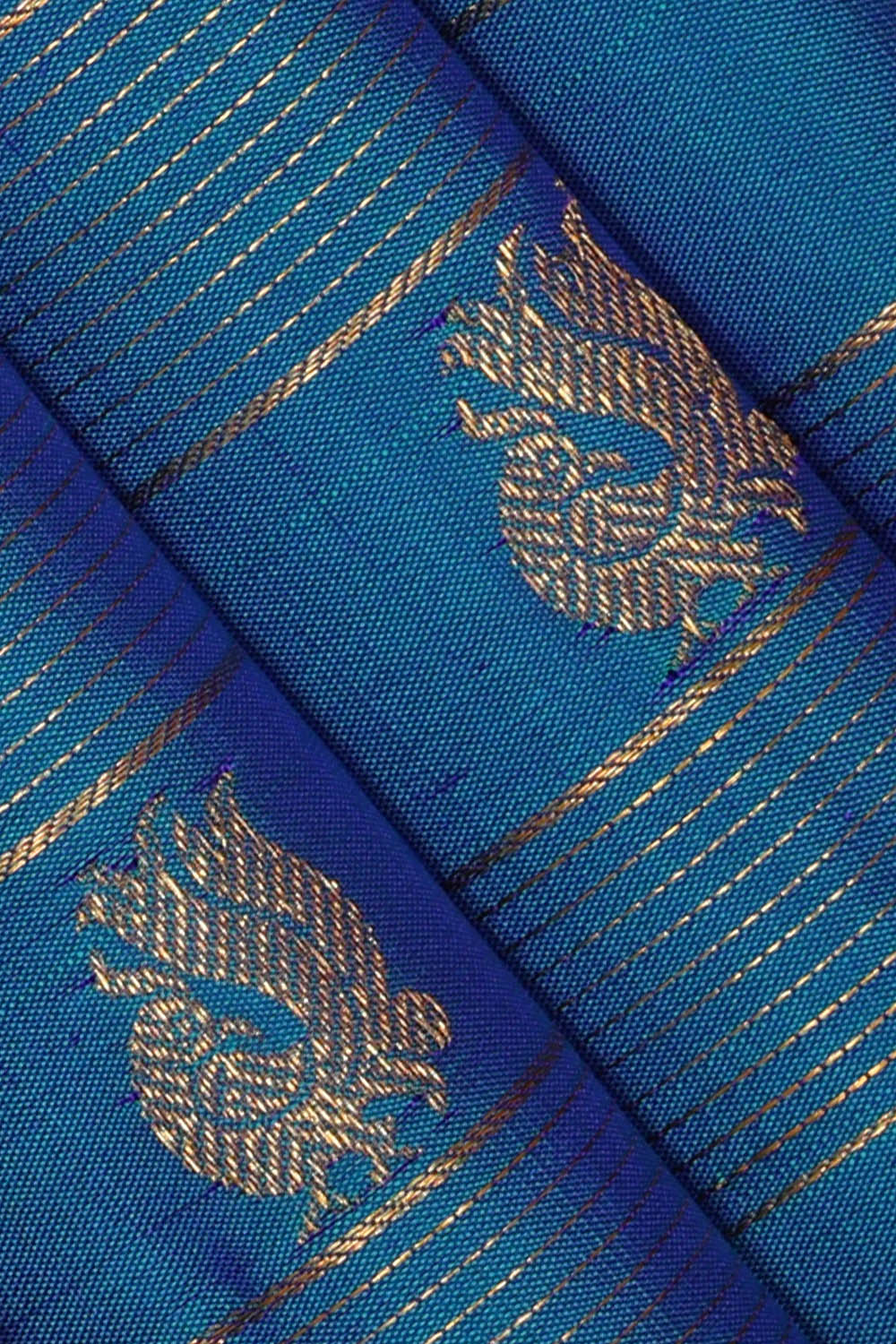 Image of Kanchipattu Blue Kattam Saree
