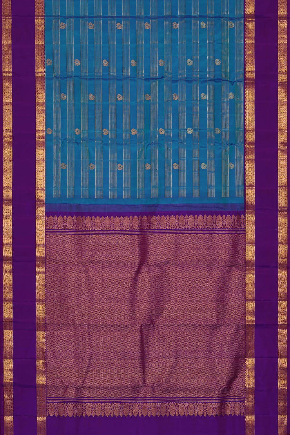 Image of Kanchipattu Blue Kattam Saree