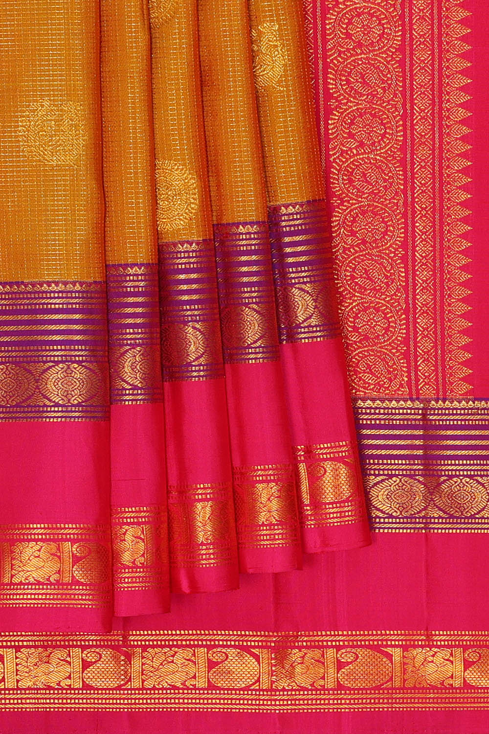 Image of Kanchipattu Mustard Kattam Saree