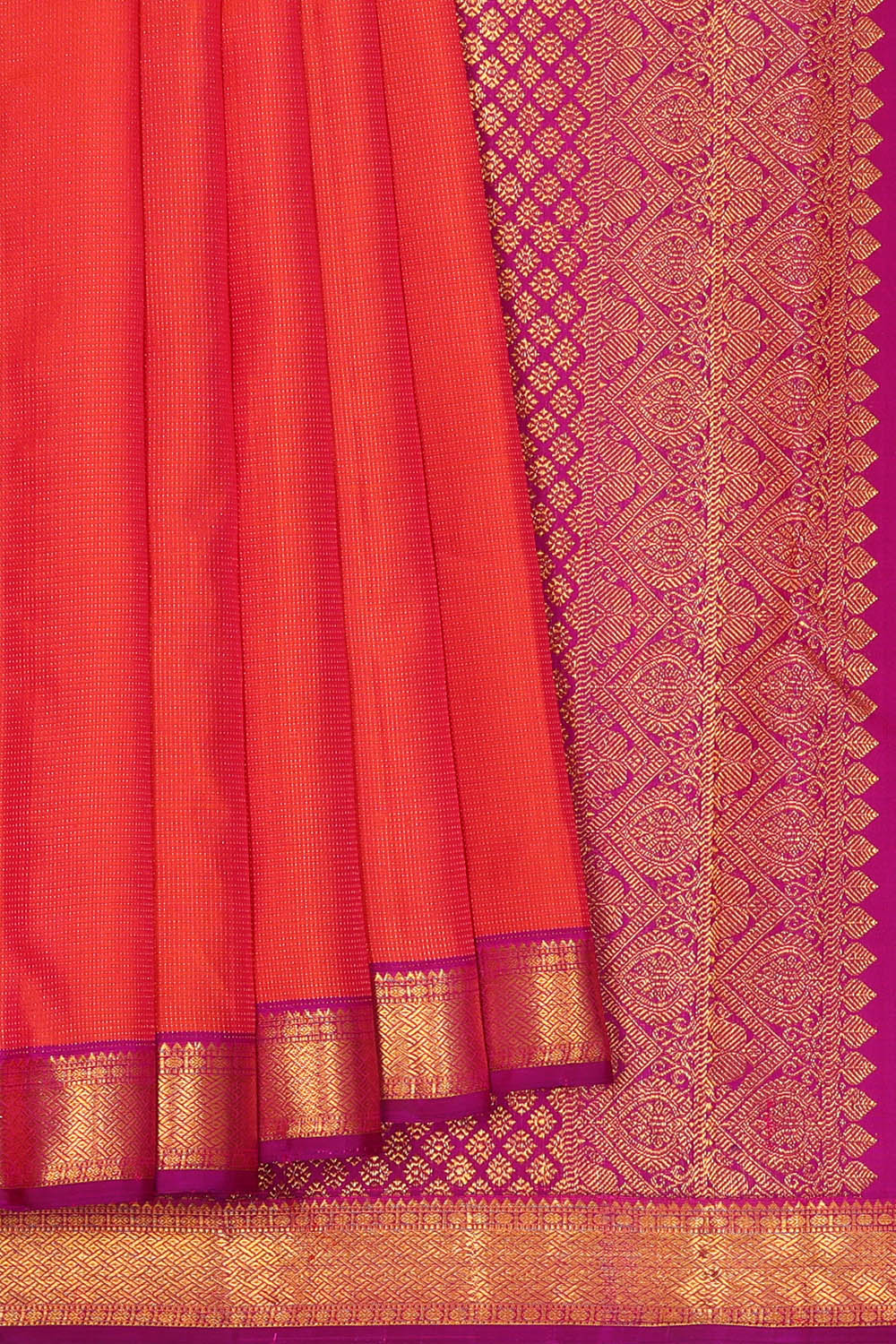 Image of Kanchipattu Coral Orange Saree