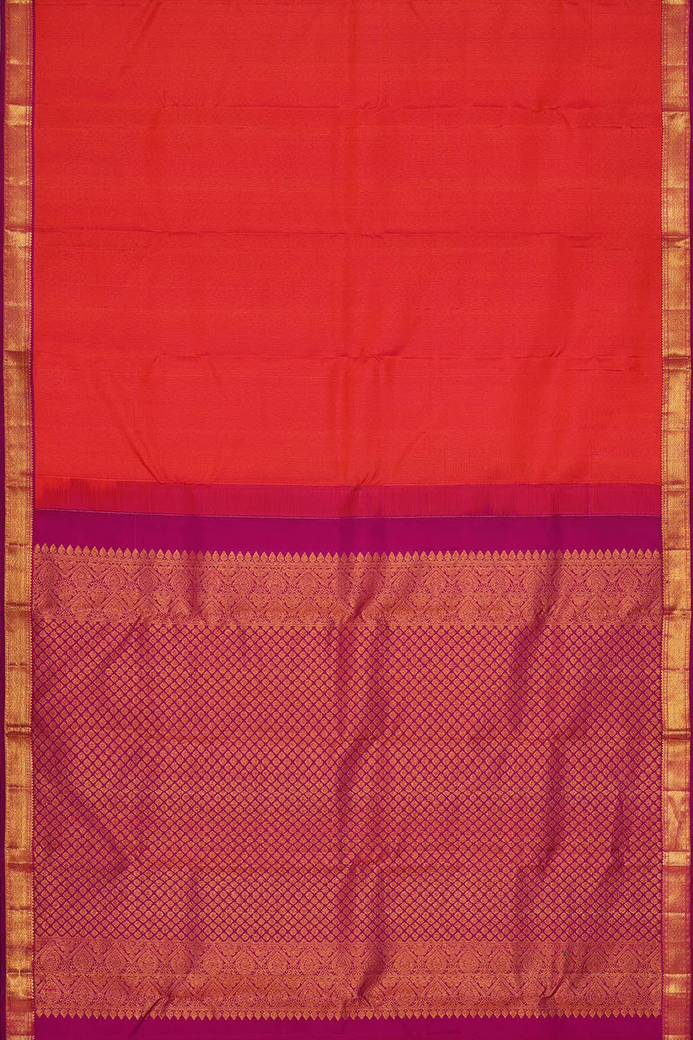 Image of Kanchipattu Coral Orange Saree