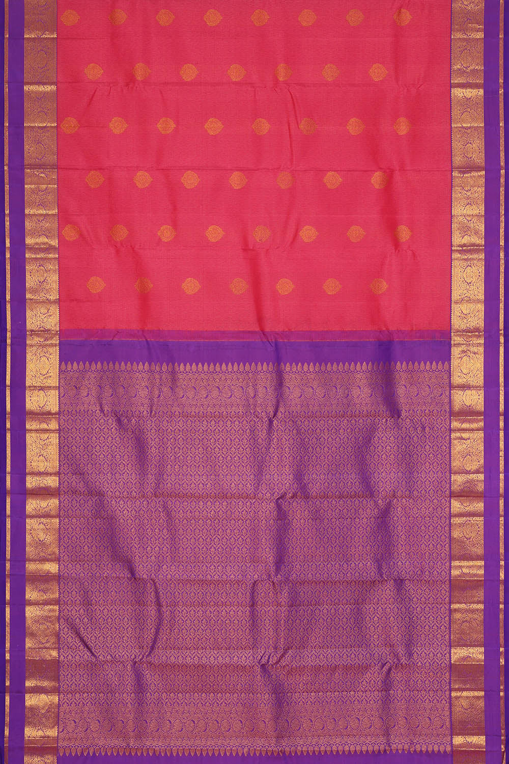 Image of Fuchsia-Pink Kanchipattu Kattam Saree