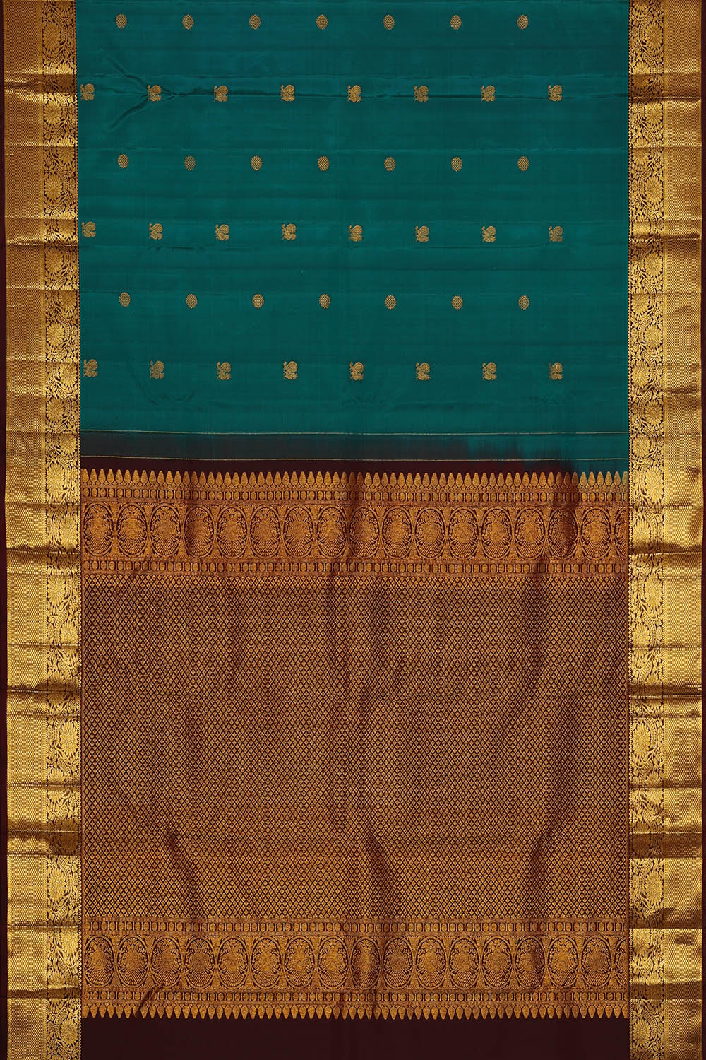 Image of Kanchipattu Teal-Blue Saree