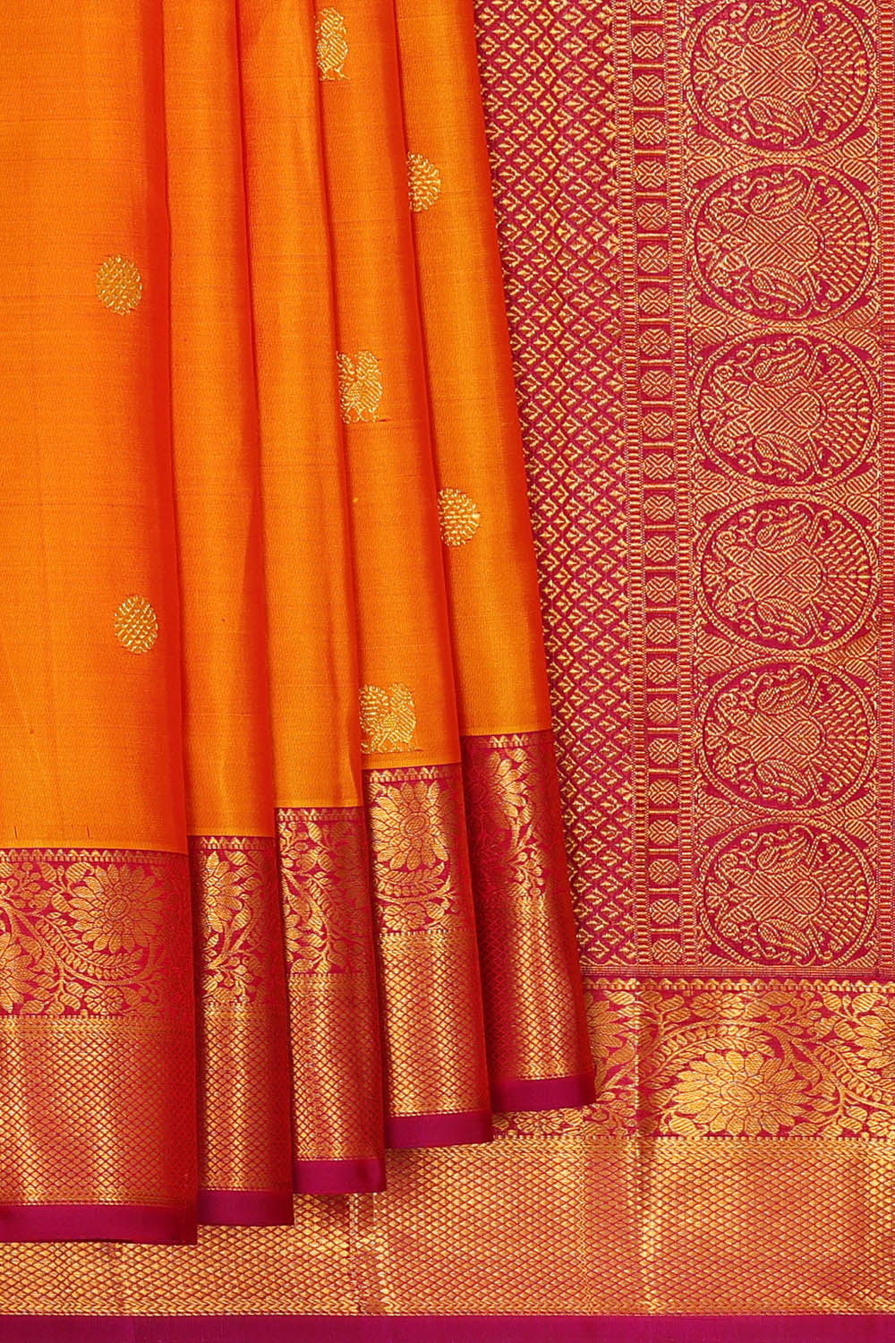 Image of Kanchipattu Orange Saree