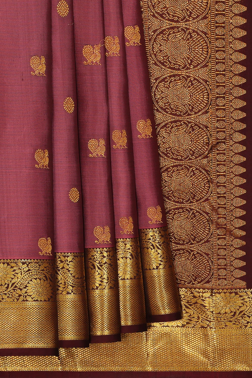 Image of Wine-Purple Kanchipattu Saree