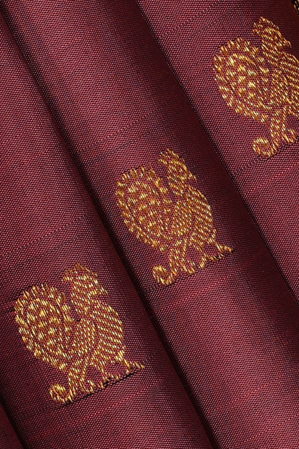 Image of Wine-Purple Kanchipattu Saree
