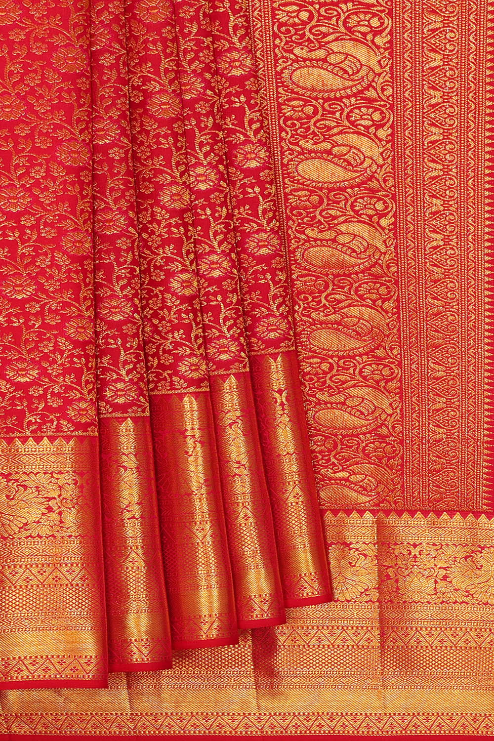 Image of Kanchipattu Red Brocade Saree