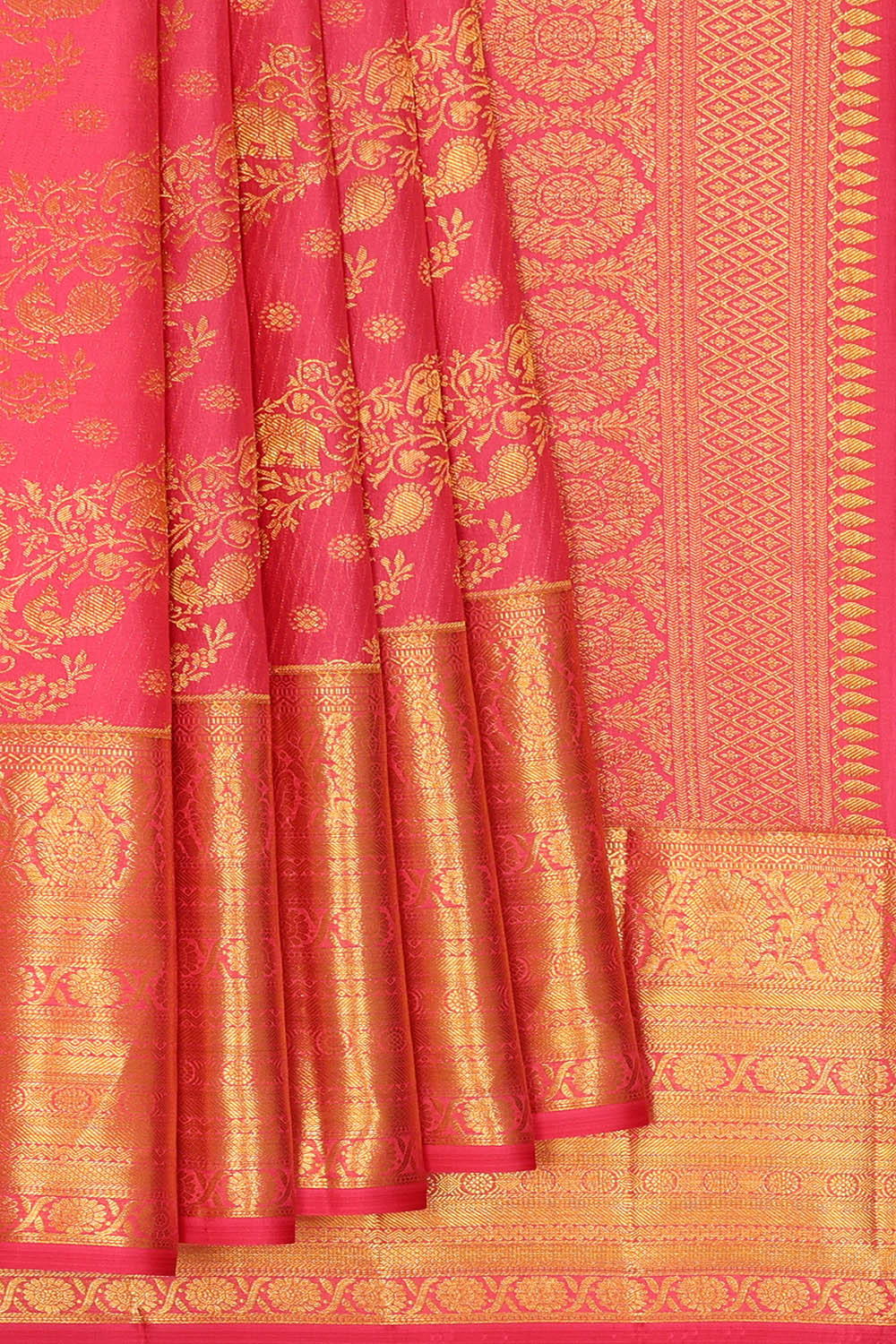 Image of Kanchipattu Pink Brocade Saree