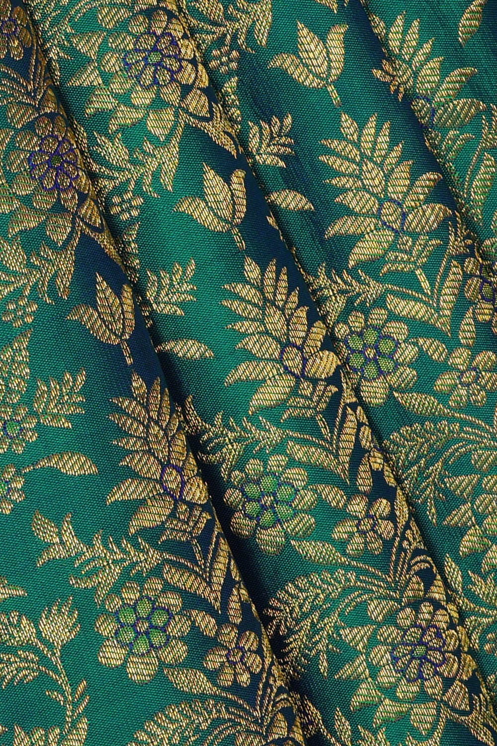 Image of Kanchipattu Peacock Blue Brocade Saree