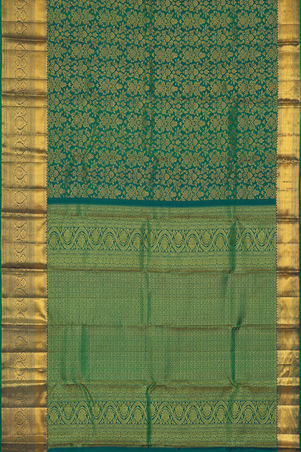 Image of Kanchipattu Peacock Blue Brocade Saree