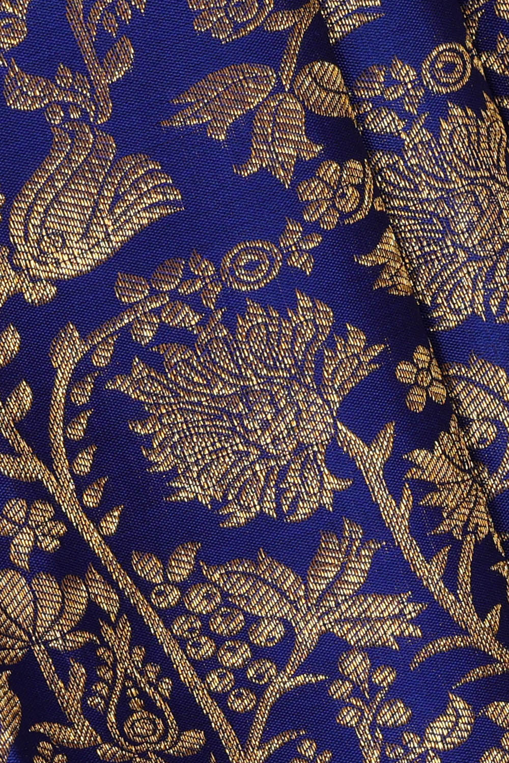 Image of Kanchipattu Indigo-Blue Brocade Saree