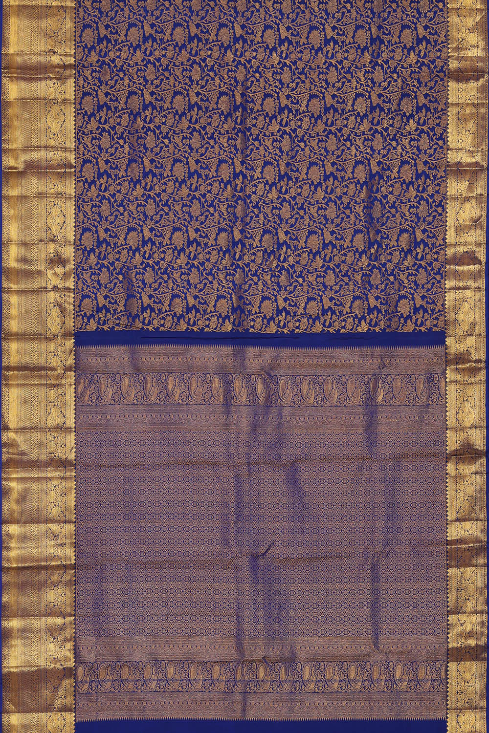 Image of Kanchipattu Indigo-Blue Brocade Saree