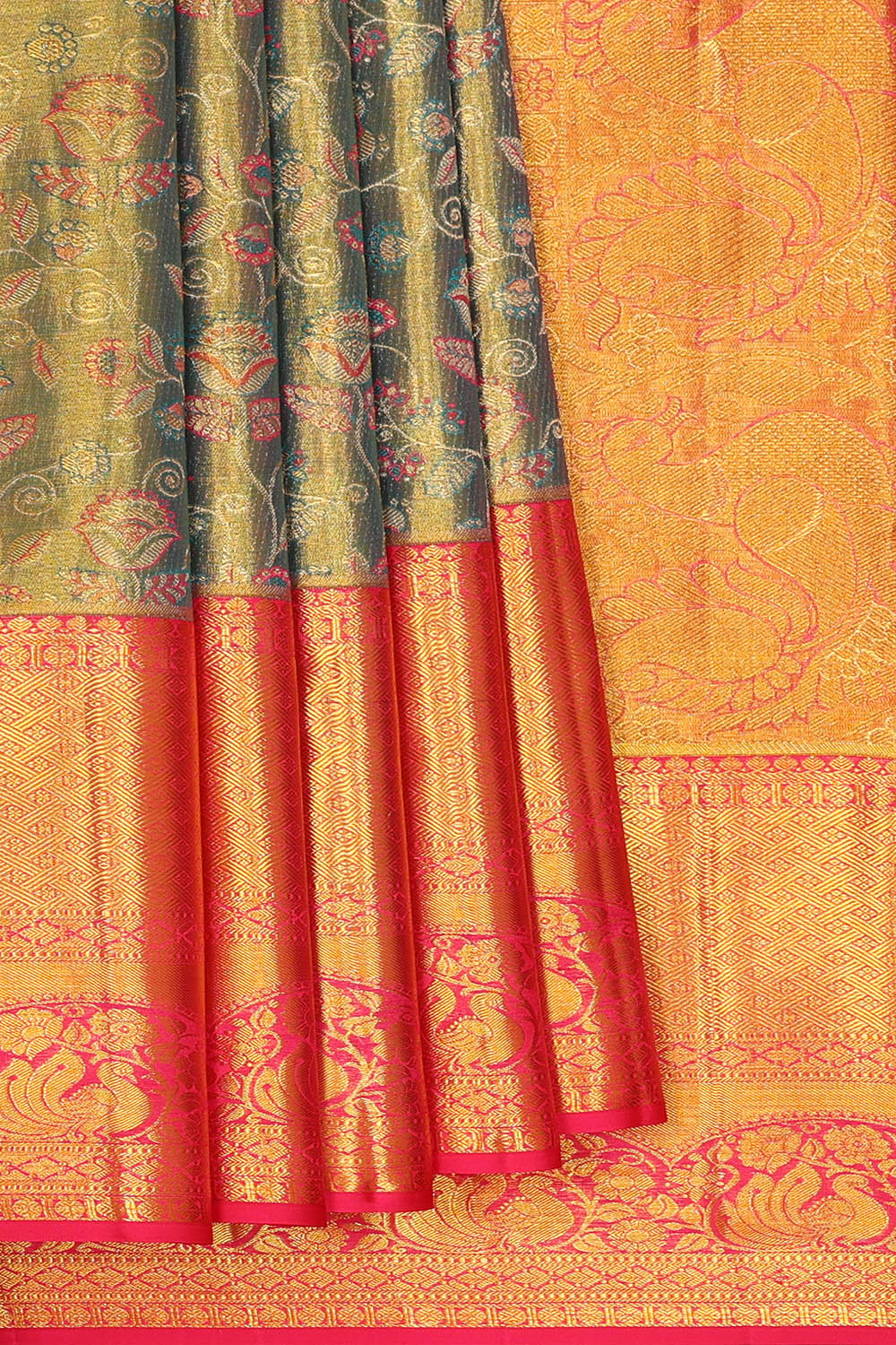 Image of Kanchipattu Green Tissue Brocade Saree