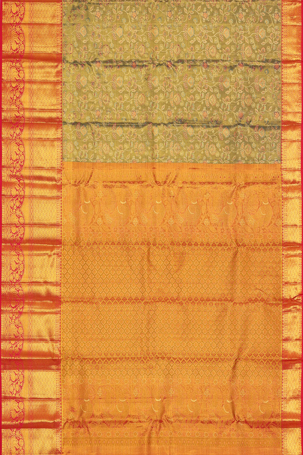 Image of Kanchipattu Green Tissue Brocade Saree