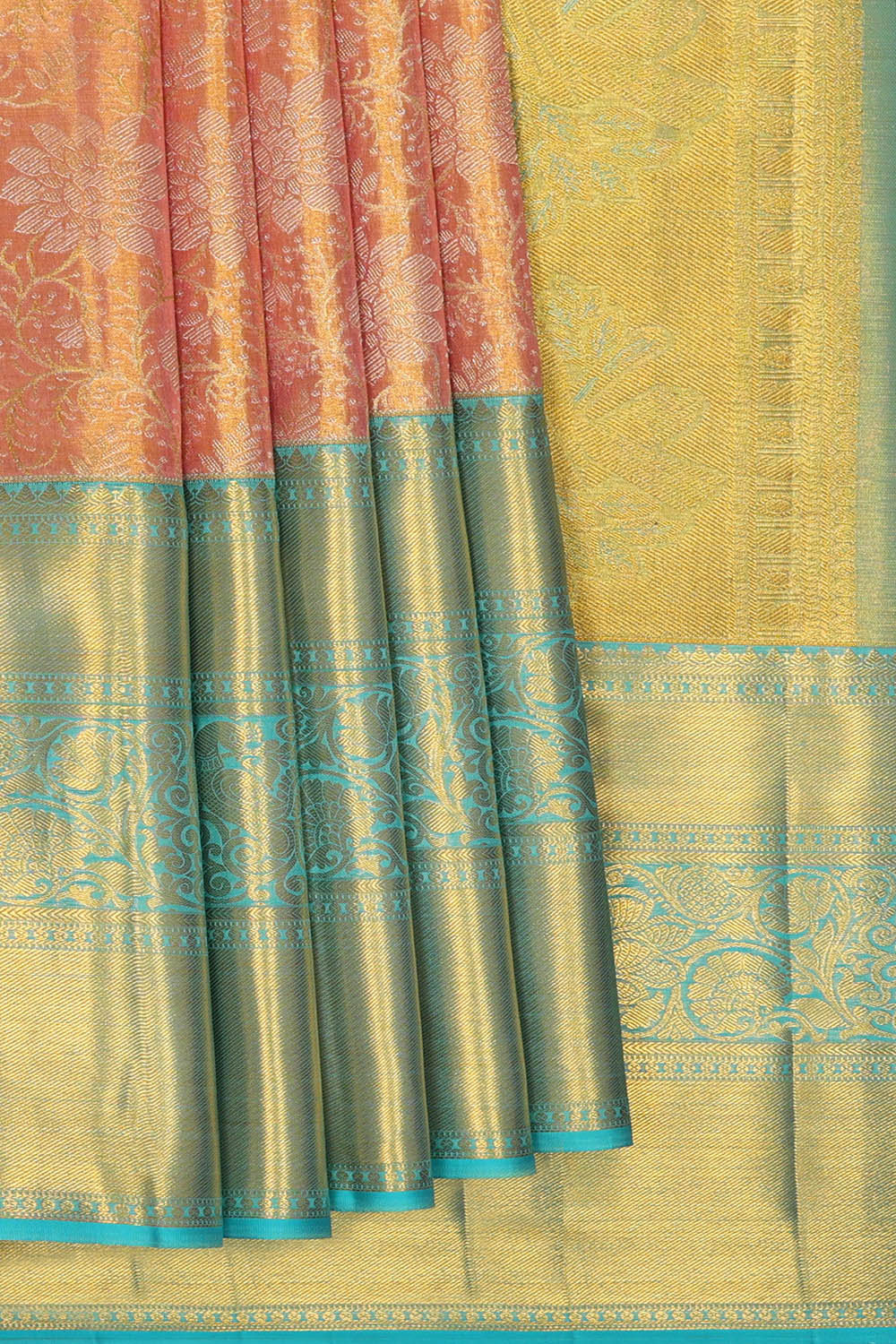 Image of Kanchipattu Pink Tissue Brocade Saree