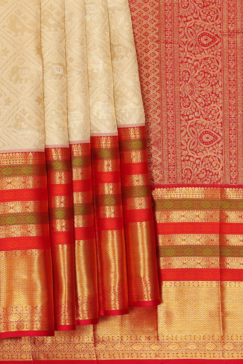 Image of Kanchipattu Ivory Off-White Saree