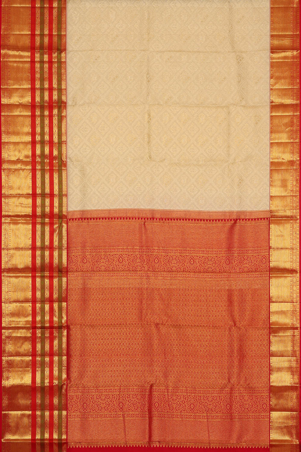 Image of Kanchipattu Ivory Off-White Saree