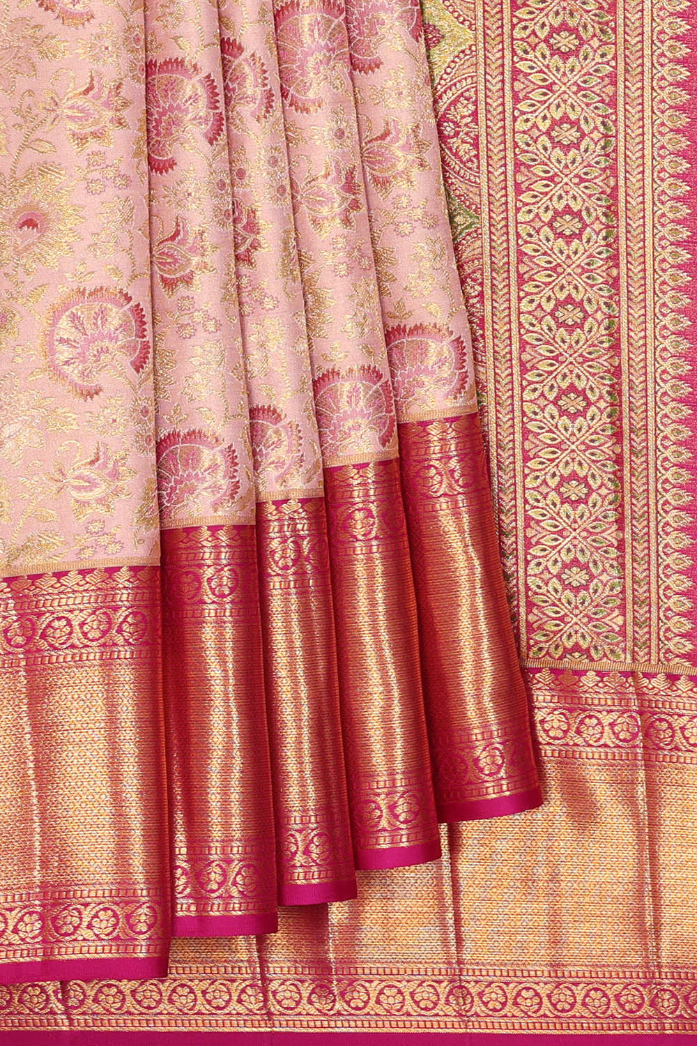 Image of Kanchipattu Pink Brocade Tissue Saree