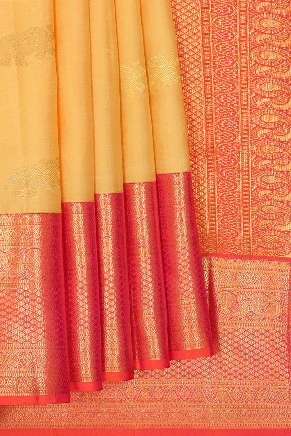 Image of Kanchipattu Yellow Saree