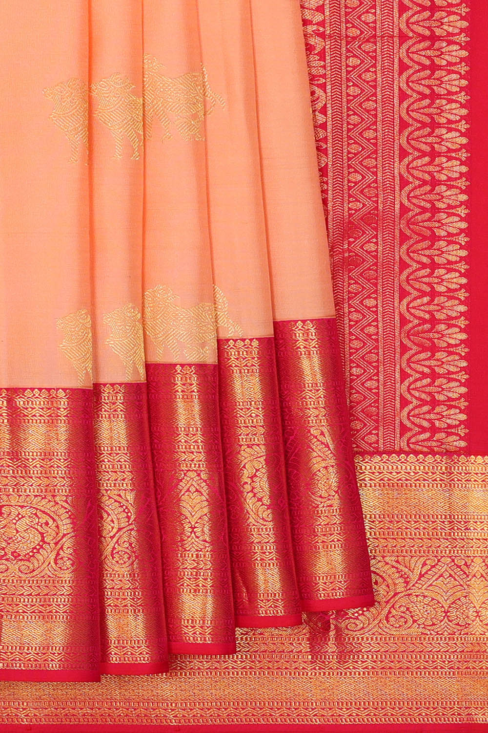 Image of Peach Kanchipattu Saree