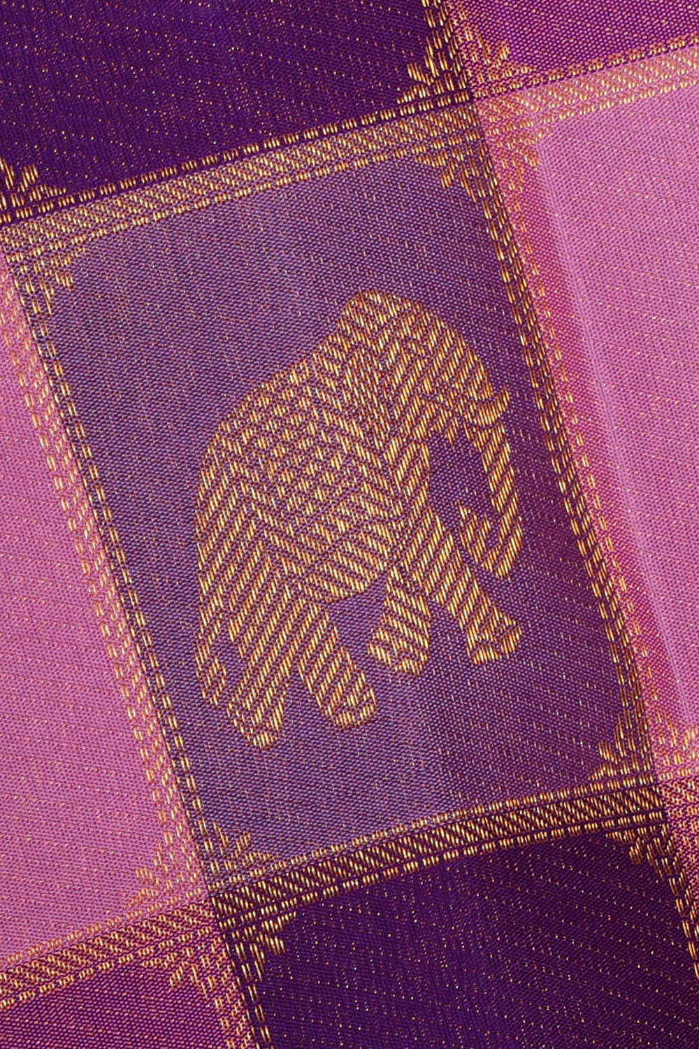 Image of Lavender-Purple Kanchipattu Brocade Kattam Saree