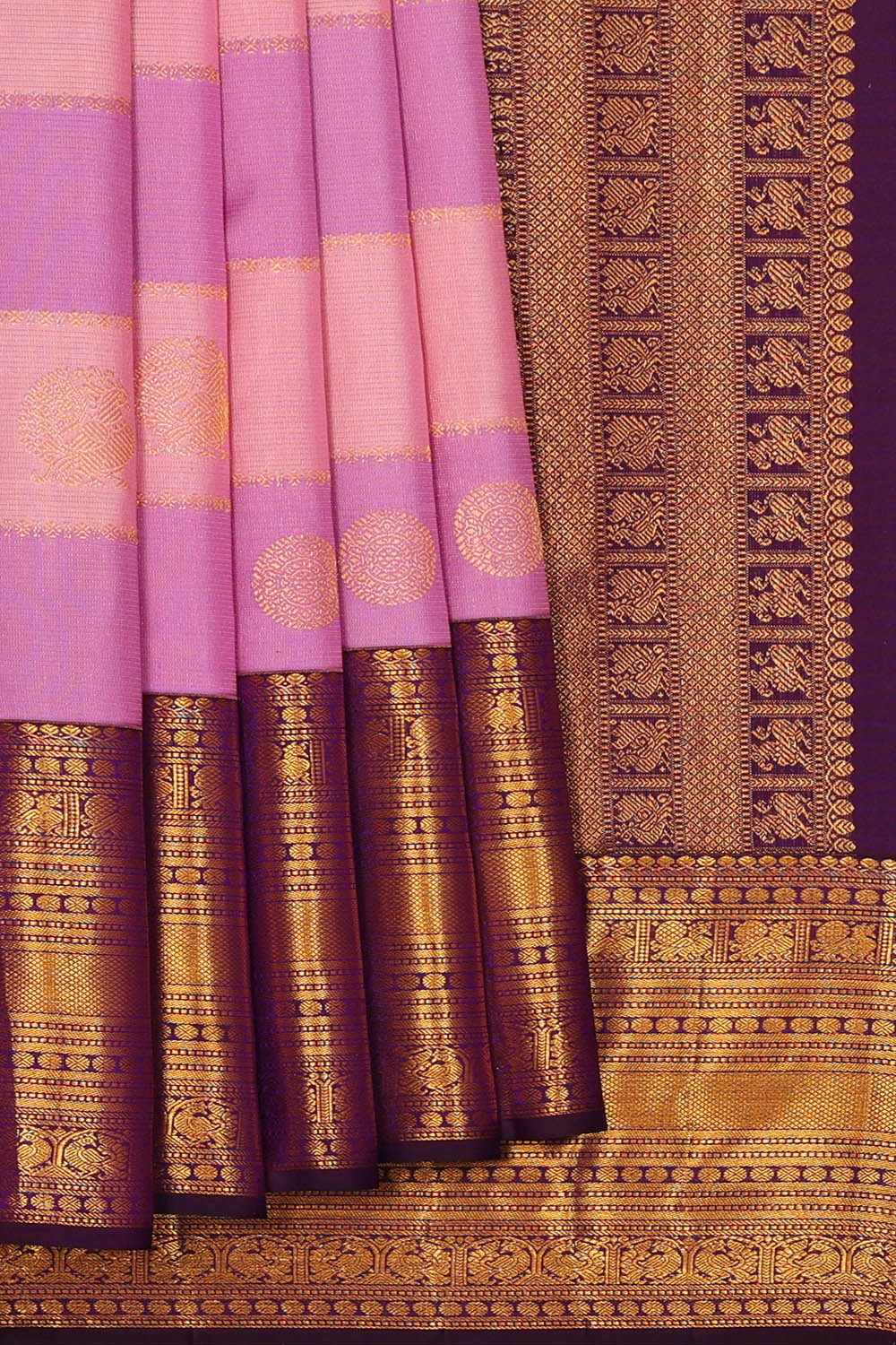 Image of Kanchipattu Purple Kattam Saree