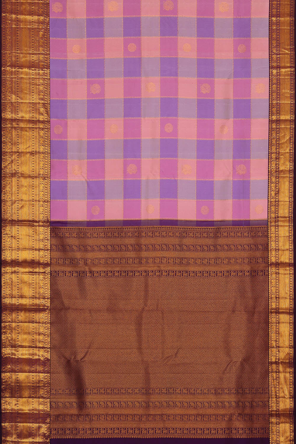 Image of Kanchipattu Purple Kattam Saree