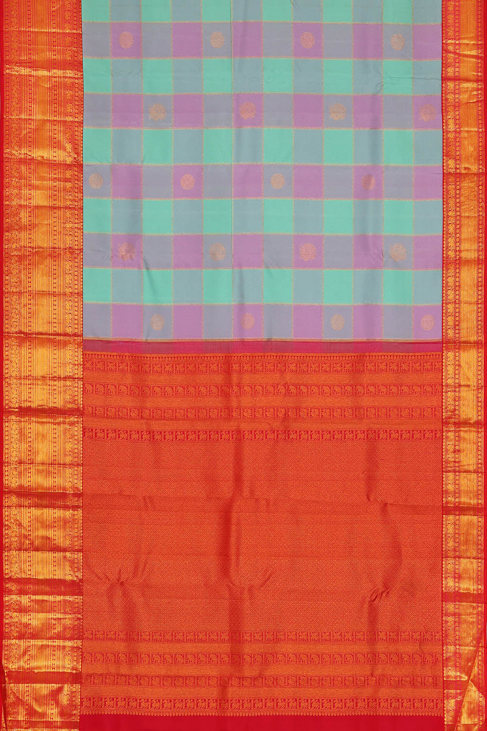 Image of Kanchipattu Multi-Coloured Kattam Saree
