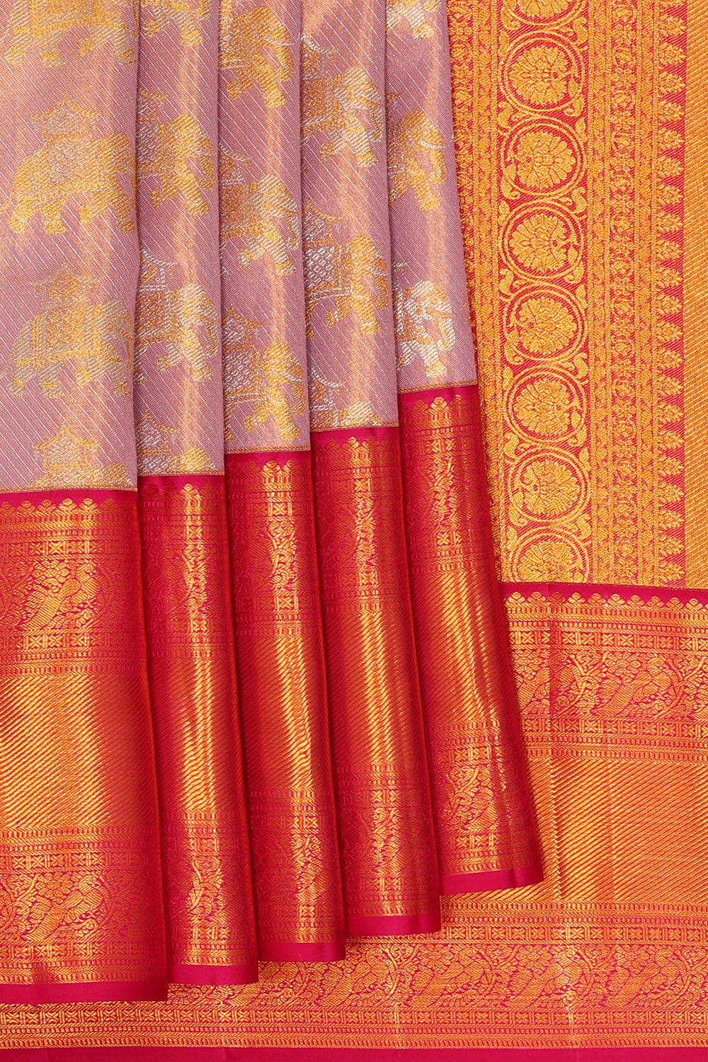 Image of Kanchipattu Purple Tissue Brocade Saree