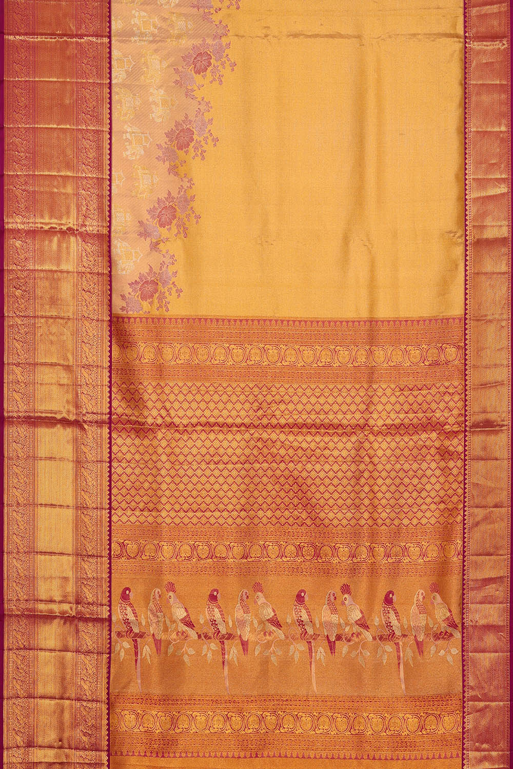 Image of Pink Kanchipattu Tissue Brocade Saree