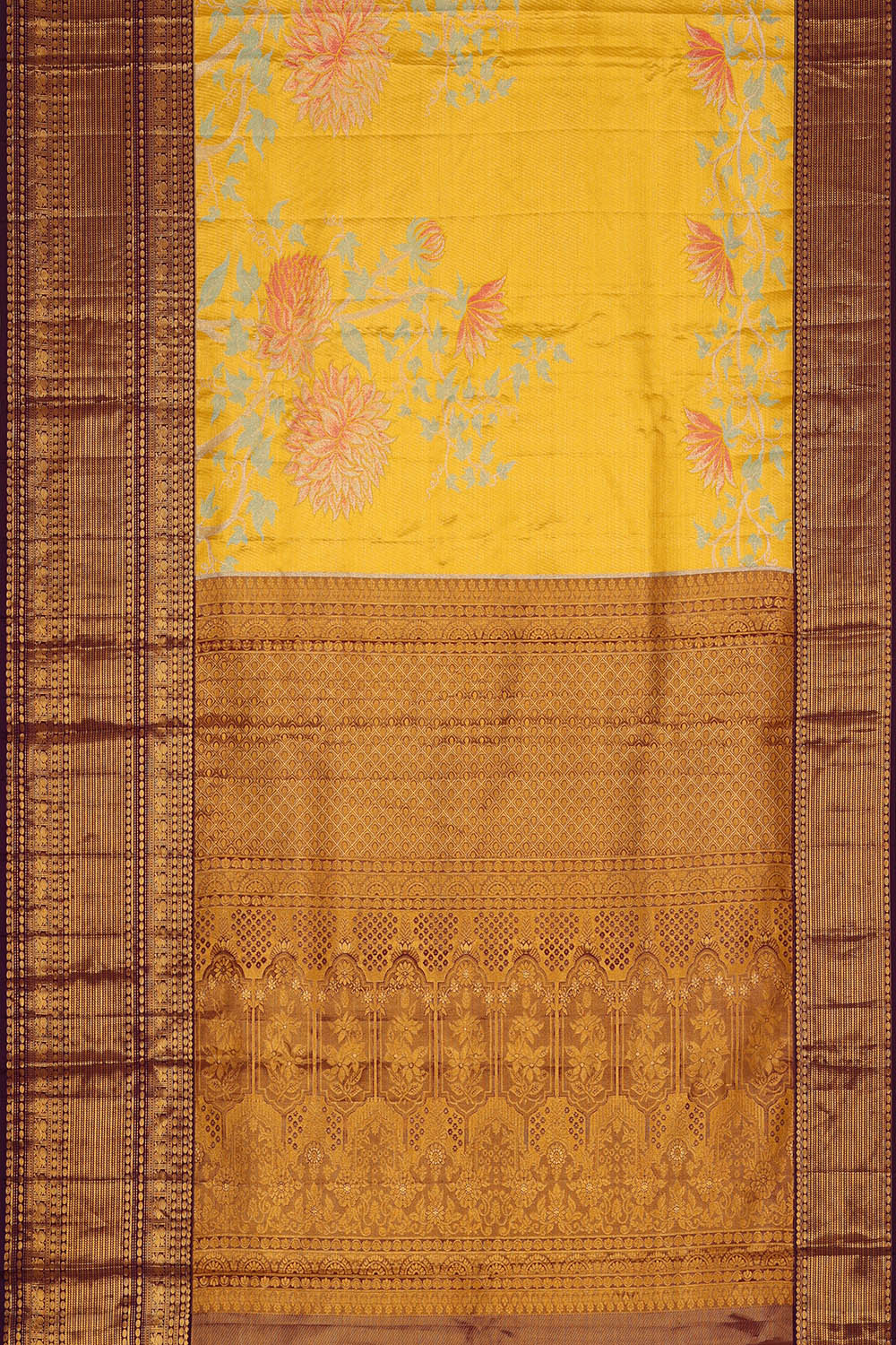 Image of Yellow Kanchipattu Tissue Saree